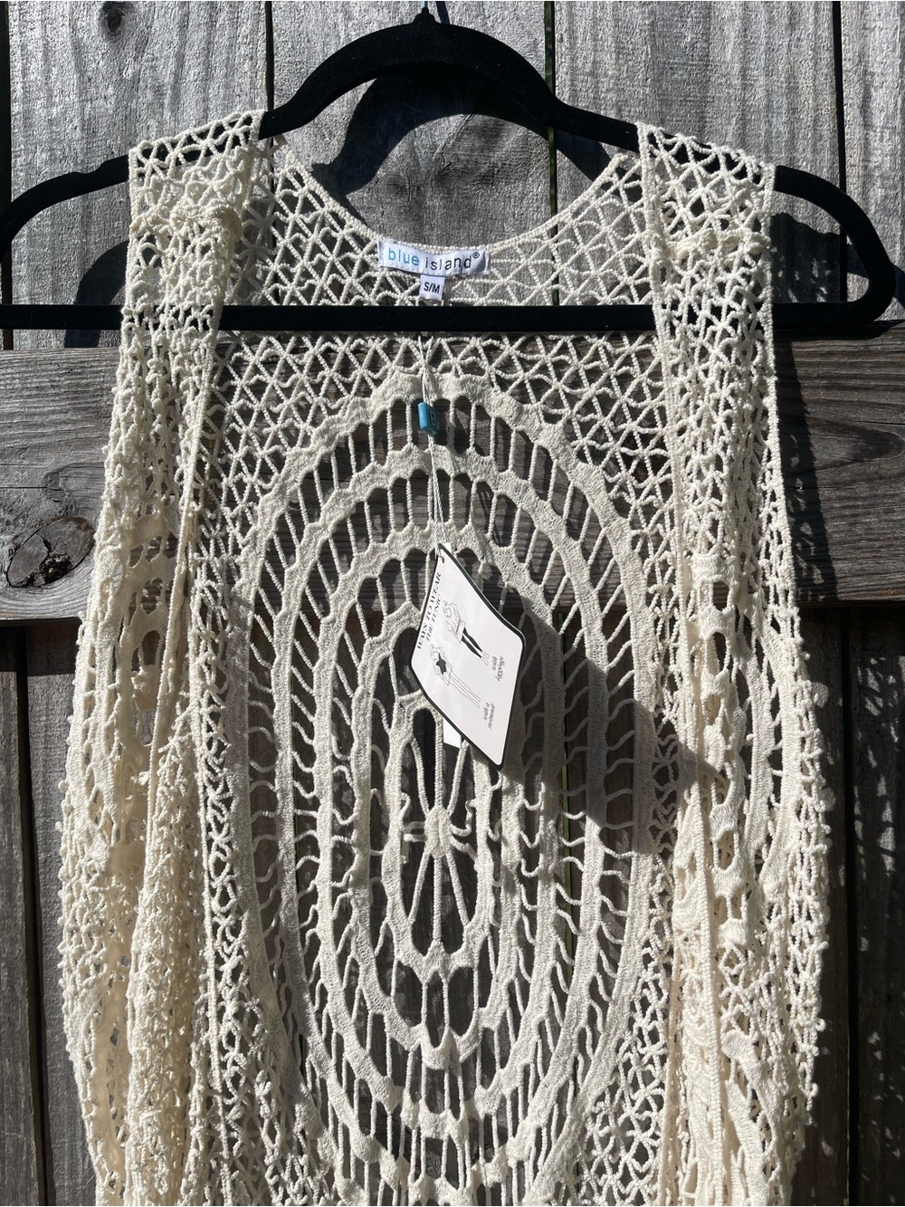 blue island Crochet Fringe Swim Coverup in Cream NWT Sz S/M - Picture 2 of 10